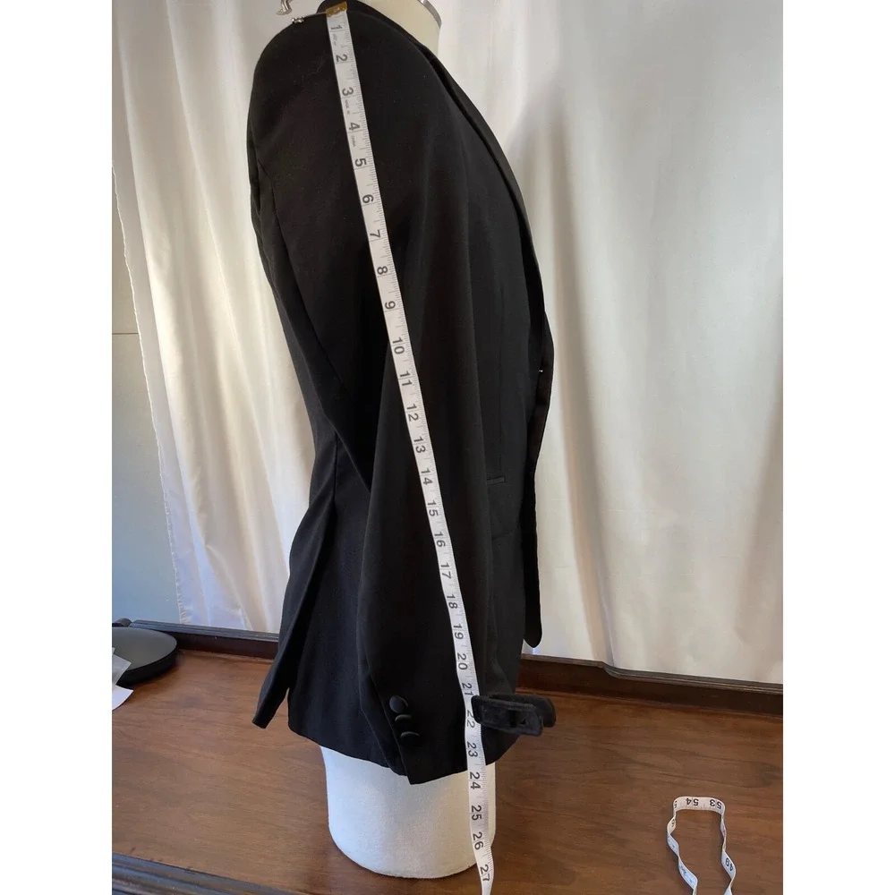 Tux Pronto Uomo Tuxedo 40 Short  Jacket Prom Formal Wedding Black Wool Blend